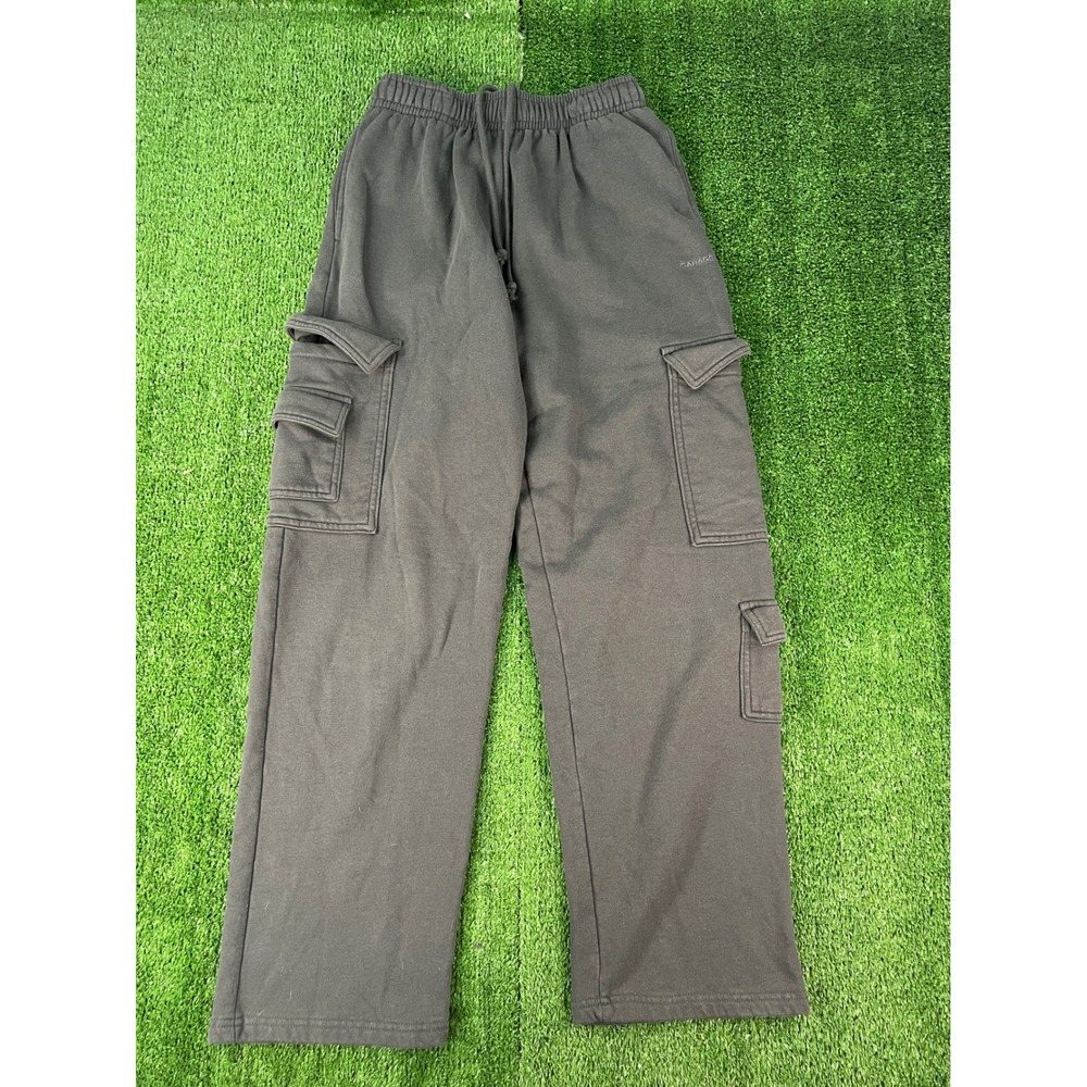 Garage Women Charcoal Gray Wide Leg Cargo Sweatpants High Rise P/S 32W